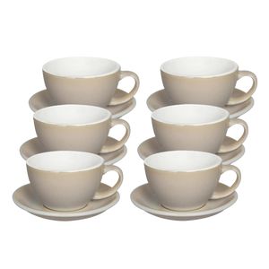 LOVERAMICS 6 CUPS EGG LATTE CAPPUCCINO 300ML + SAUCER IVORY