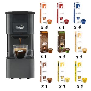 PACK CAFFITALY CAPSULE MACHINE IRIS CARBON + 150 CAPSULES OF YOUR CHOICE
