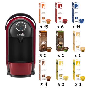 PACK CAFFITALY CAPSULE MACHINE CLIO RED/BLACK + 500 CAPSULES OF YOUR CHOICE