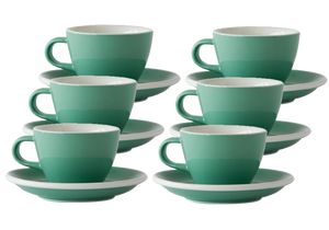 ACME & CO 6 X CUPS & SAUCERS FLAT WHITE FEIJOA