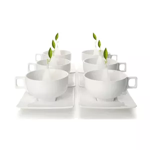 TEA FORTE TEA CUP & SAUCERS SOLSTICE 6 PIECES